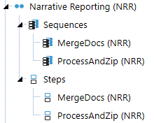 List of data management sequences and steps used for Narrative Reporting solution.